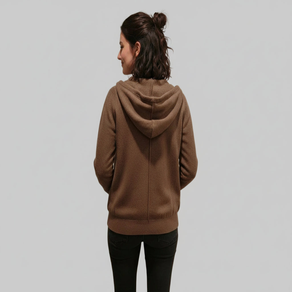 NWT Quince Mongolian Cashmere Full-Zip Hoodie Brown