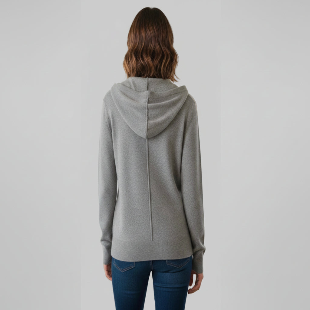 NWT Quince Mongolian Cashmere Full-Zip Hoodie Heather Grey