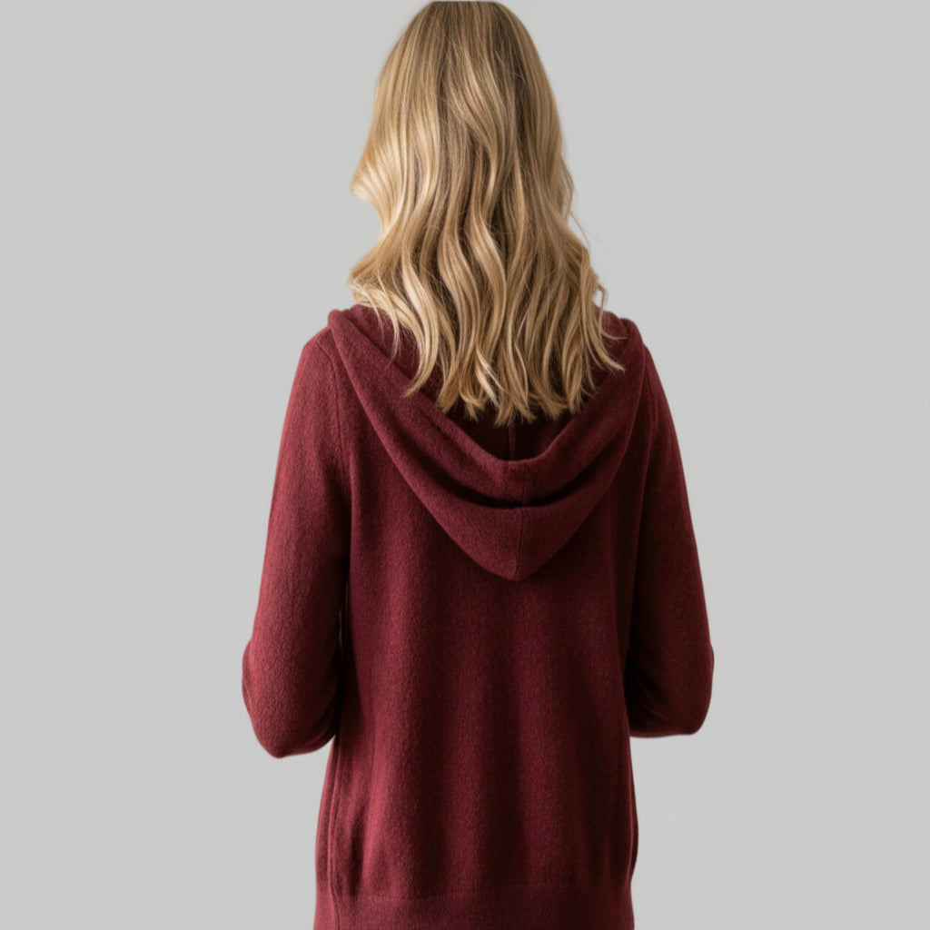 NWT Quince Mongolian Cashmere Full-Zip Hoodie Rich Burgundy